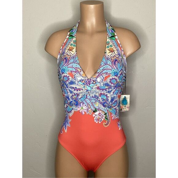 New. Johnny Was floral halter one piece swimsuit. Small. Retails $215 - Picture 3 of 13